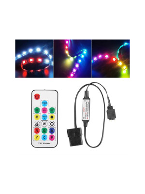 ARGB Controller 5V 3 Pin RGB Controller Cable,SATA Power RGB Fan Controller with 14 Key Remote Control Switch