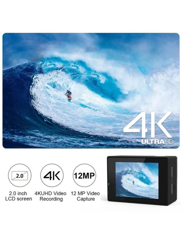 4K Ultra HD Wi-Fi Action Camera – 30m Waterproof with Full Accessories Kit