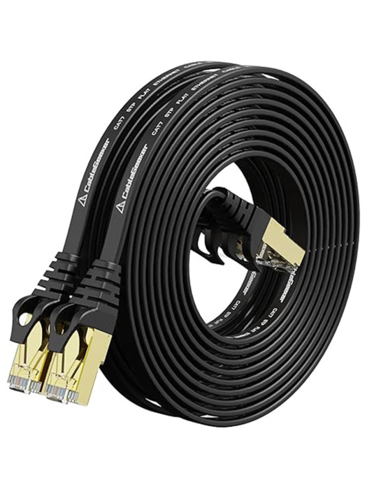 Cat7 Ethernet Cable 10m, Cat7 Outdoor Cable Triple Shielding SSTP 10Gbps 600MHz Ethernet Patch Cable for Modem Router LAN RJ45, UV/Water Proof, Direct Burial, PE Jacket