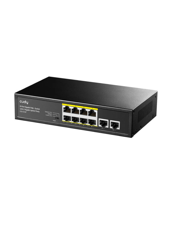 8-Port Gigabit PoE+ Switch with 2 Gigabit Uplink Ports 8-Port Gigabit PoE+ Switch with 2 Gigabit Uplink Ports