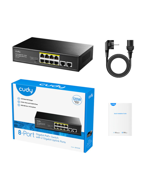 8-Port Gigabit PoE+ Switch with 2 Gigabit Uplink Ports 8-Port Gigabit PoE+ Switch with 2 Gigabit Uplink Ports
