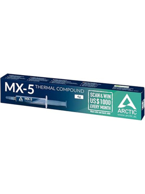 ARCTIC MX-5 (4 g) - Ultimate Performance Thermal Paste for All Processors (CPU, GPU - PC, PS4, Xbox), Extremely high Thermal Conductivity, Long Durability, Safe Application ARCTIC MX-5 (4 g) - Ultimate Performance Thermal Paste for All Processors (CPU, GPU - PC, PS4, Xbox), Extremely high Thermal Conductivity, Long Durability, Safe Application