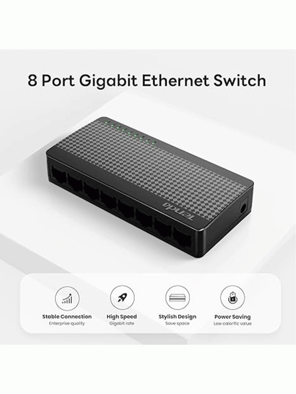 Tenda SG108, 8 Port Gigabit Switch, Ethernet Switch, Office Ethernet Splitter, Desktop/ Wall-Mount
