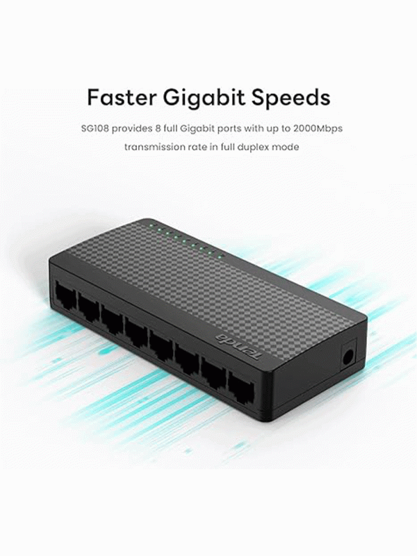 Tenda SG108, 8 Port Gigabit Switch, Ethernet Switch, Office Ethernet Splitter, Desktop/ Wall-Mount