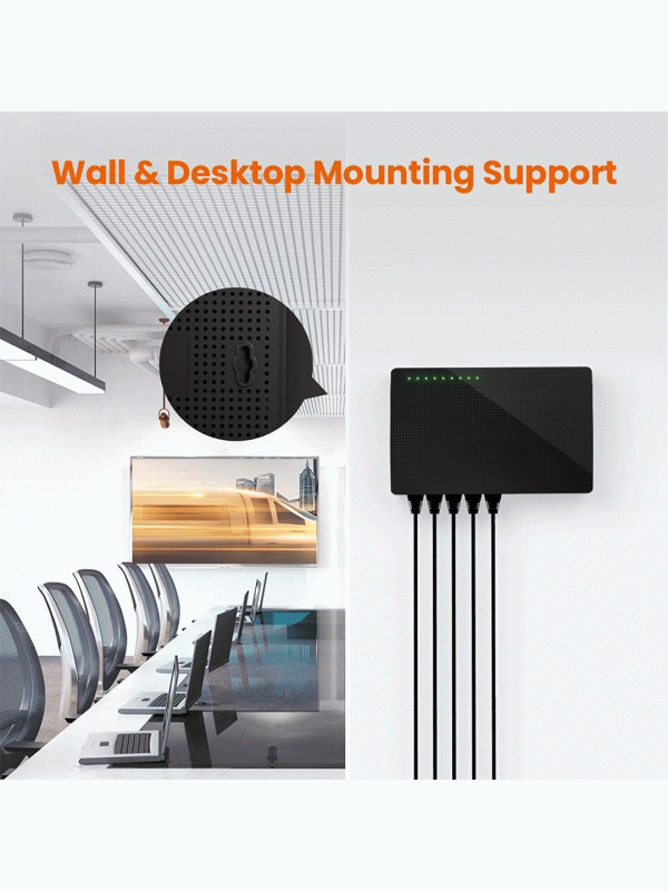Tenda SG108, 8 Port Gigabit Switch, Ethernet Switch, Office Ethernet Splitter, Desktop/ Wall-Mount