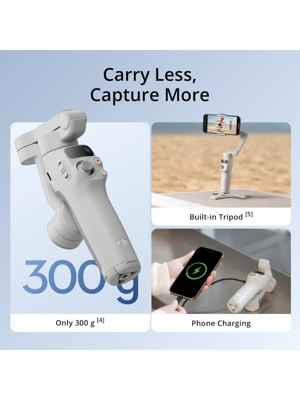 DJI Osmo Mobile 7 Gimbal Stabilizer for iPhone, Android, Built-in Tripod, Ultra-Light, Comfortable Grip, 3-Axis Phone Gimbal, ActiveTrack 7.0, ShotGuides, One-Tap Edit, 10hrs Use, Phone Charging