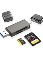 Micro SD Card Reader 2 in 1 Micro to C OTG Adapter Portable Memory Card Reader for SD TF SDXC SDHC MMC RS-MMC Micro SD Micro SDXC Micro SDHC Card and UHS-I Cards