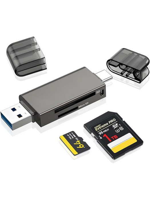 Micro SD Card Reader 2 in 1 Micro to C OTG Adapter Portable Memory Card Reader for SD TF SDXC SDHC MMC RS-MMC Micro SD Micro SDXC Micro SDHC Card and UHS-I Cards