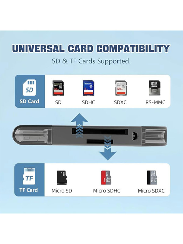 Micro SD Card Reader 2 in 1 Micro to C OTG Adapter Portable Memory Card Reader for SD TF SDXC SDHC MMC RS-MMC Micro SD Micro SDXC Micro SDHC Card and UHS-I Cards