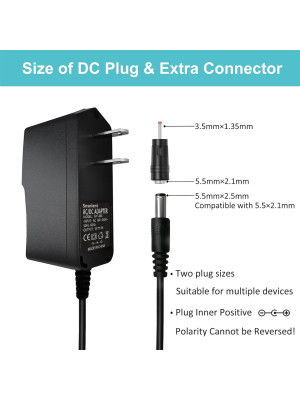 5V 2A DC Power Supply Adapter 10W AC/DC Wall Plug Adapter 100V-240V AC to DC 5 Volt 2Amp 