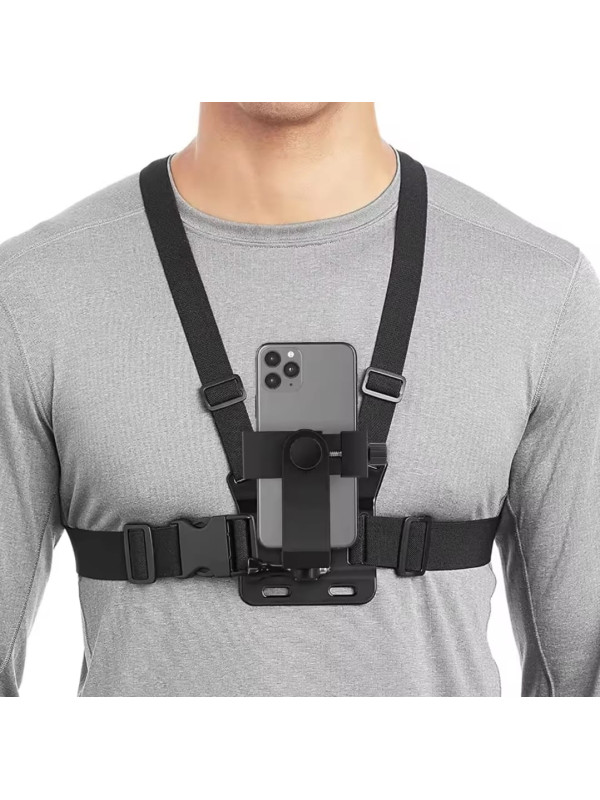 Phone Chest Mount Harness Holder - Phone Strap Clip - Compatible with iPhone Samsung GoPro 13/12/11/10/9/8 DJI Osmo and other