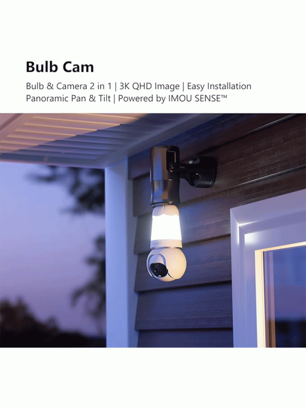 Imou 2K Light Bulb Security Camera Outdoor Wireless with AI Human/Vehicle Detection, 360° CCTV Home WiFi IP Indoor Camera, Color Night Vision, Siren, Auto Tracking,2-Way Audio,Works with Alexa,E26/E27