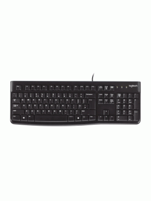 Logitech K120 Wired Keyboard , Full-Size, Spill-Resistant, Curved Space Bar, Compatible with PC, Laptop - Black Logitech K120 Wired Keyboard , Full-Size, Spill-Resistant, Curved Space Bar, Compatible with PC, Laptop - Black