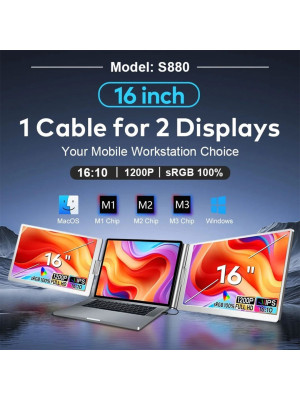 Triple Portable Laptop Screen Extender ,16 Inch , FHD 1080P IPS 