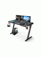 Z8 RGB Gaming Desk  With Z-Shaped Steel Frame, 120CM Carbon Fiber Surface, 4+3 LED Colors, Headset Hook, Cup Holder, ABS Armor, Anti-Pressure Feet – Black & Red