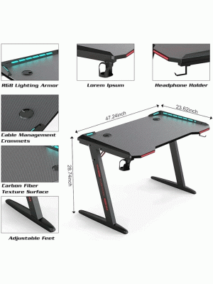 Z8 RGB Gaming Desk  With Z-Shaped Steel Frame, 120CM x 60CM x73CM Z8 RGB Gaming Desk  With Z-Shaped Steel Frame, 120CM x 60CM x73CM