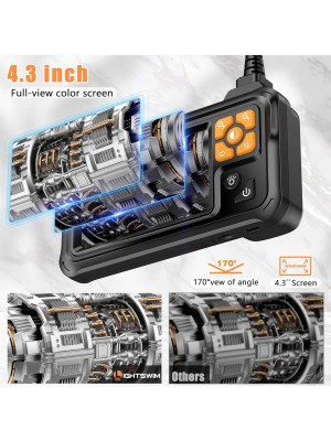 Industrial Endoscope P100, 10M - 1080P HD Borescope Inspection Camera with 4.3" LCD Screen, IP67 Waterproof Snake Camera & 8 LED Lights