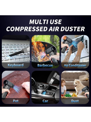 F72 Multi-Function Violent Fan Manual 3 Gear Adjustable 130000RPM Electric Air Duster, Cordless Rechargeable Air Blower for PC, Laptop, Keyboard, Electronics, Outdoor, House, Car Cleaning