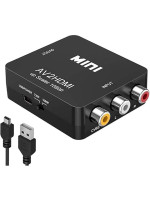 RCA to HDMI Converter, 1080P RCA Composite CVBS AV to HDMI Video Audio Converter Adapter Compatible with N64 Wii PS2 Xbox VHS VCR Camera DVD, Support PAL/NTSC with USB Power Cable