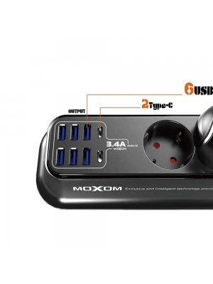 MOXOM MX-ST05 Power Strip Socket With USB Type-C  Charger 17W
