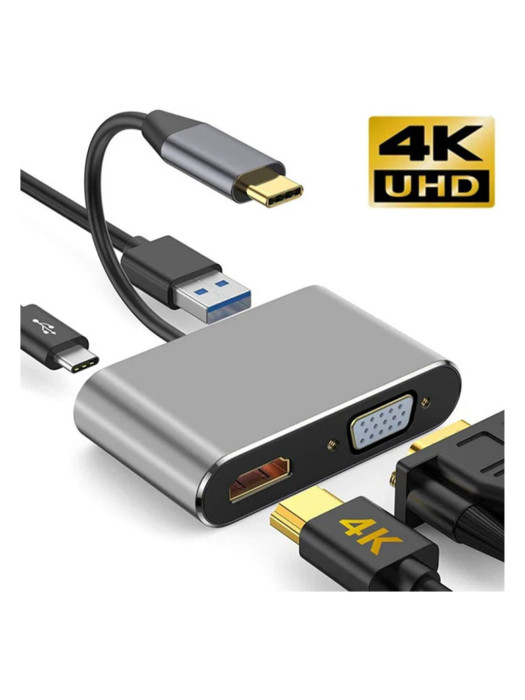 4 IN 1 Type-C To DP HD +VGA+USB