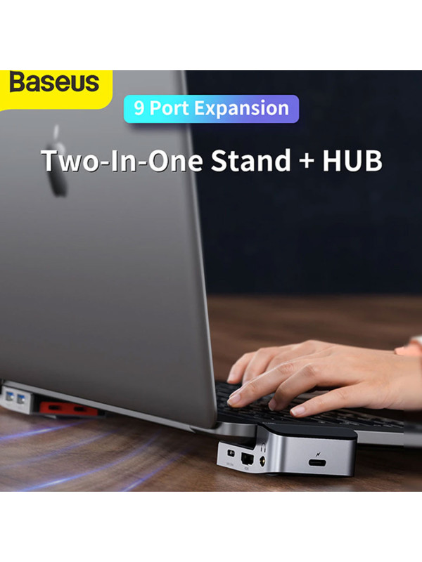 BASEUS USB C HUB 9 IN 1 ADAPTER FOR MACBOOK PRO  BASEUS USB C HUB 9 IN 1 ADAPTER FOR MACBOOK PRO
