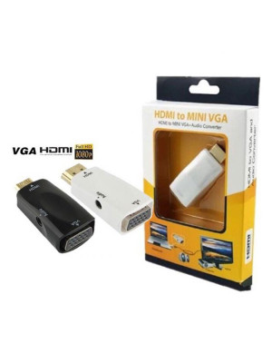 HDMI to Mini VGA Male to Female Adapter for Computer, DeskTop, LapTop, PC, Monitor, Projector and more with Audio