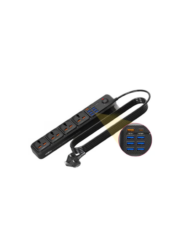 MOXOM 12 IN 1 PD POWER STRIP WITH 4 UNIVERSAL SOCKET, 7 USB, 1 TYPE-C PD