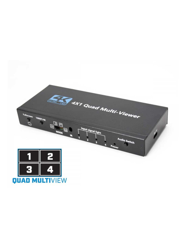 4K HDMI MULTI-VIEWER SWITCH 4X1 QUAD SEAMLESS CONVERTER 4 IN 1