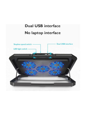 NOTEBOOK GAMING LAPTOP COOLING PAD STAND -5 -FANS -RGB SIDE LIGHTS