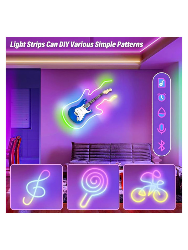 NEON ROPE LIGHT 5M IC NEON LED LIGHTS WITH MUSIC SYNC,IP67 WATERPROOF FLEXIBLE NEON LED STRIP