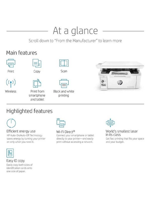 HP Laserjet Pro M28w MultiFunction Wireless Printer, Copy & Scan with