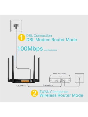 tp-link AC1200 Wireless VDSL/ADSL Modem Router VR300