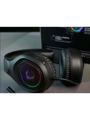 MSI DH20 Wired Gaming Headset, Adjustable Lightweight Design, Volume Inline Controls, Glasses-Friendly Ear Cups, 3.5mm Audio Jack, PC/Mac/PS4/Xbox, Black, large