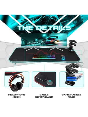 Gaming Desk Y-Shaped Metal Frame Gaming Desk with Cup Holder and Headphone Hook