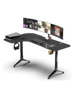 Gaming L Shape Corner Gaming Desk 160cm x 100 x 70-80 with Height Adjustable Legs & Dedicated Cable Management (Black, Left Hand)