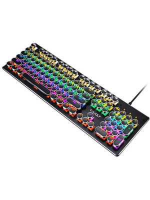 T-WOLF T75 Punk Mechanical Keyboard – RGB Backlit Retro Gaming Keyboard