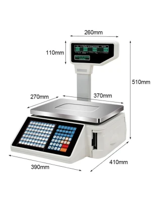 Digital POS Weight Scale, Label Printing Scale, Digital Barcode Weighing Scales with Label and Receipt Printer, 30 kg Precise Fruit Scales for Shop Retail Price Weighing