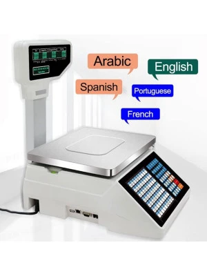 Digital POS Weight Scale, Label Printing Scale, Digital Barcode Weighing Scales with Label and Receipt Printer, 30 kg Precise Fruit Scales for Shop Retail Price Weighing