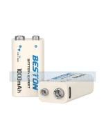 Beston 9V Rechargeable Li-Ion Battery 1000mAh USB-C Charging