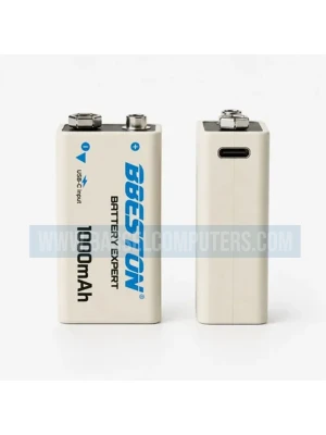 Beston 9V Rechargeable Li-Ion Battery 1000mAh USB-C Charging