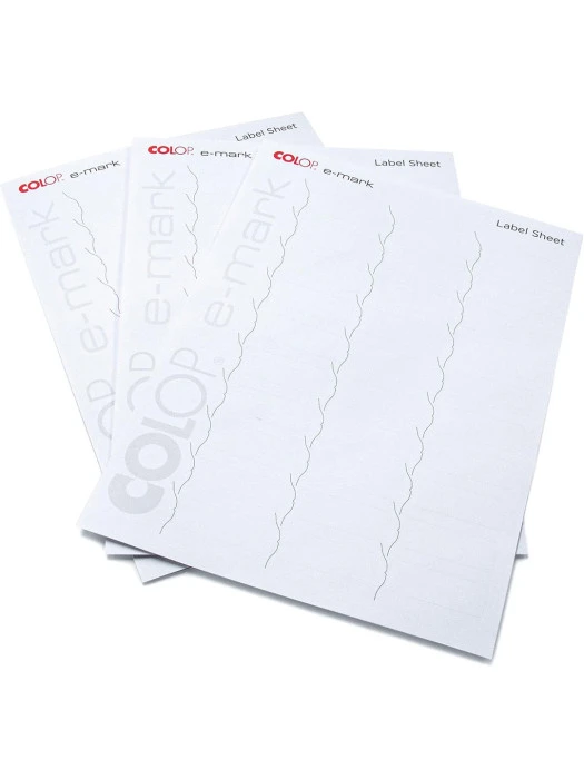 COLOP e-mark A4 Label Sheets – 300 Precision-Cut Adhesive Labels (48 x 18 mm)