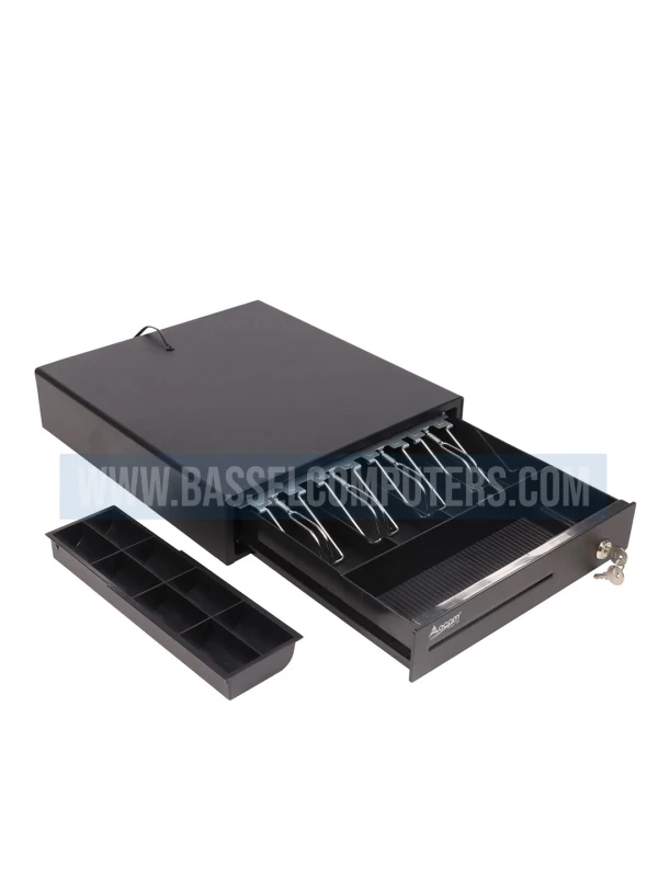 OCOM Small Electronic Cash Drawer RJ11 | Heavy-Duty POS Cash Register Drawer | 37 × 33.5 cm