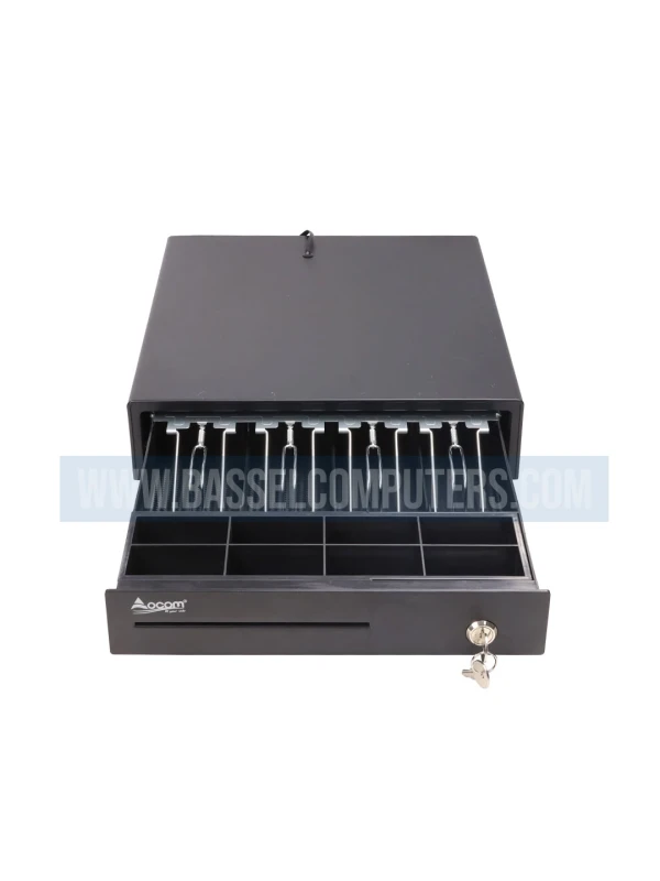 OCOM Small Electronic Cash Drawer RJ11 | Heavy-Duty POS Cash Register Drawer | 37 × 33.5 cm