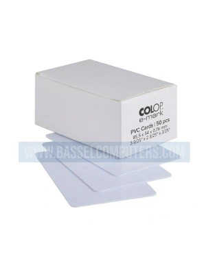 COLOP e-Mark PVC Plastic Business Cards for Multiline Tool – Double-Sided Printable Cards (85.5×54mm) Pack of 50