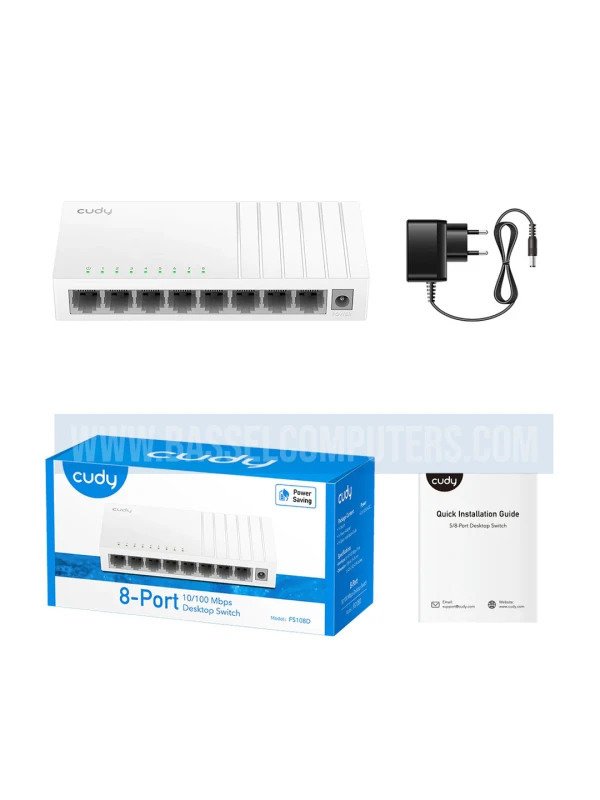 Cudy 8-Port Fast Ethernet Switch 10/100 Mbps – Plug & Play Desktop LAN Switch