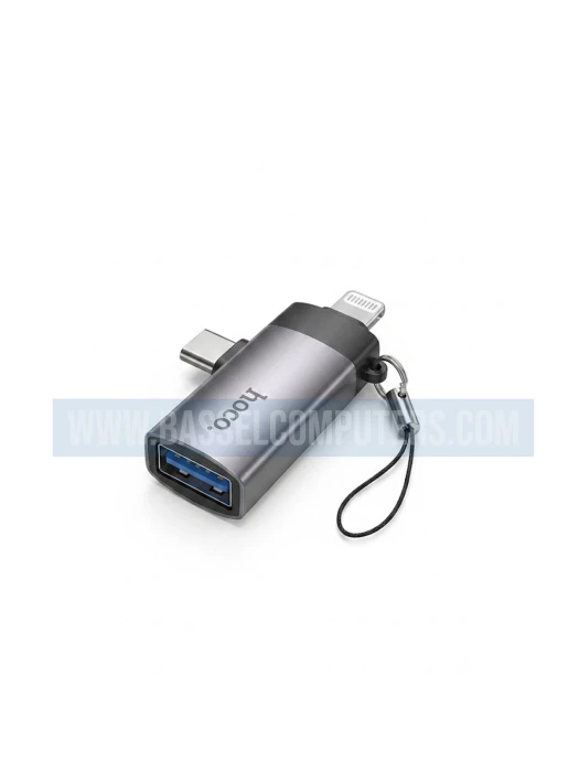 HOCO 2-in-1 OTG Adapter Lightning & USB-C Male to USB-A Converter
