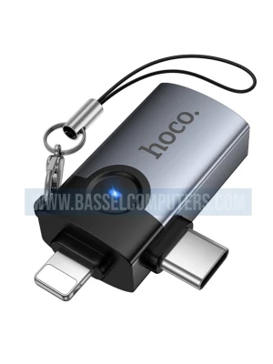 HOCO 2-in-1 OTG Adapter Lightning & USB-C Male to USB-A Converter