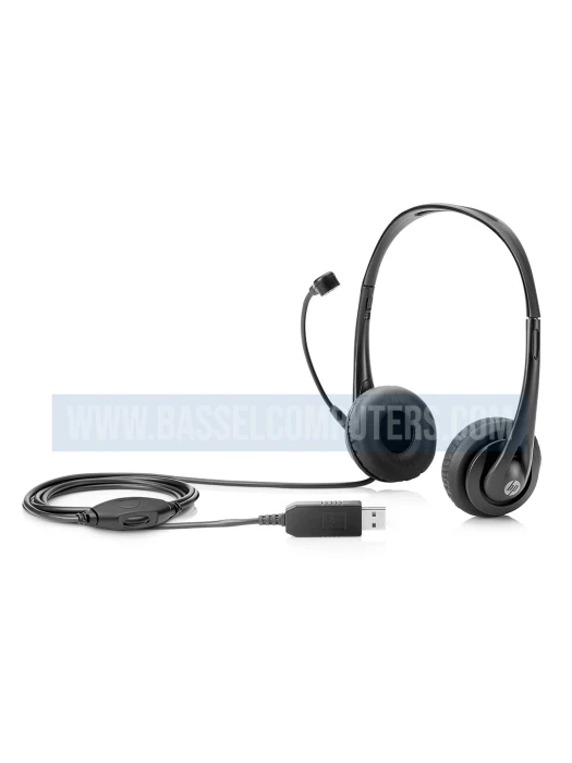 HP Stereo USB Wired Headset with Microphone & Volume Control – On-Ear Headphones for PC & Laptop