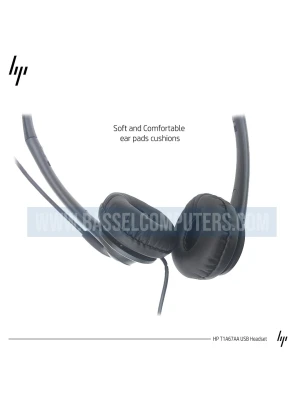 HP Stereo USB Wired Headset with Microphone & Volume Control – On-Ear Headphones for PC & Laptop